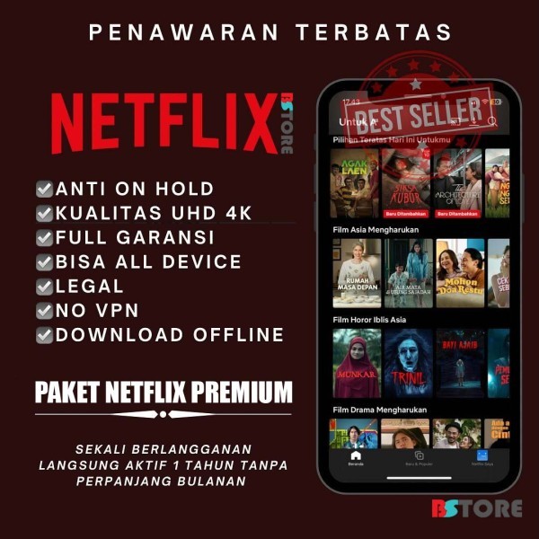 Netflix Premium 1 Tahun / Lifetime Resmi